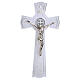 Crucifijo San Benito de vidrio purpurina medalla y cuerpo de metal 26x14 cm s1
