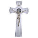 Crucifijo San Benito de vidrio purpurina medalla y cuerpo de metal 26x14 cm s4