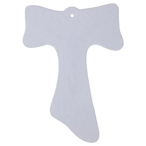 Cruz de parede Tau vidro corpo estilizado ouro 25x20 cm 3