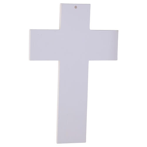 Crocefisso bianco decoro greco corpo moderno argento 25x16 cm 3