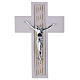 Crocefisso bianco decoro greco corpo moderno argento 25x16 cm s1