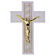 Cruz blanca decoración griega cuerpo estilizado dorado 25x16 cm s1