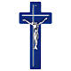 Croce doppia bicolore blu bianco corpo moderno argento 34x16 cm s1