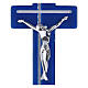 Croce doppia bicolore blu bianco corpo moderno argento 34x16 cm s2