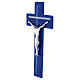 Croce doppia bicolore blu bianco corpo moderno argento 34x16 cm s3