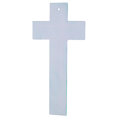Emerald green glass cross with modern silver body, glittered, 13x6 in 4