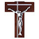 Burgundy glass cross with modern silver body, 13x6 in s2