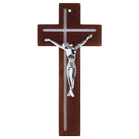 Croce in vetro borgogna corpo moderno argentato 34x16 cm