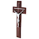 Croce in vetro borgogna corpo moderno argentato 34x16 cm s3