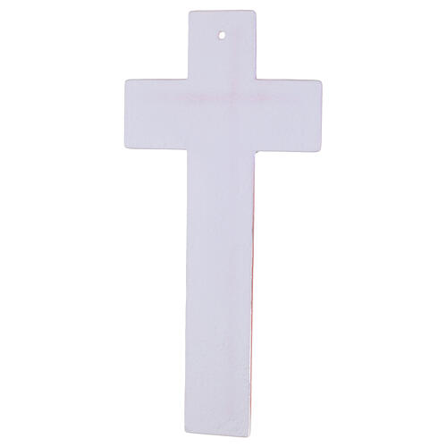 Cruz doble bicolor blanco rojo 34x16 cm vidrio cuerpo plateado moderno 4