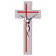 Cruz doble bicolor blanco rojo 34x16 cm vidrio cuerpo plateado moderno s1