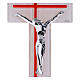 Cruz doble bicolor blanco rojo 34x16 cm vidrio cuerpo plateado moderno s2
