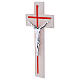 Cruz doble bicolor blanco rojo 34x16 cm vidrio cuerpo plateado moderno s3