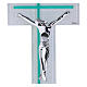 Cruz doble bicolor blanco esmeralda cuerpo moderno plateado 34x16 cm s2