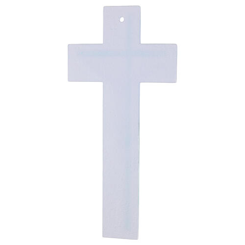 Double Bicolor White Emerald Glass Cross with Modern Silver Body, 34x16 cm 4