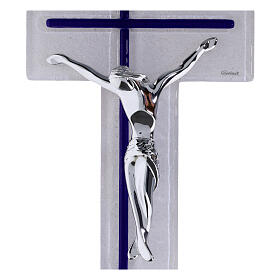 Cruz doble bicolor 34x16 cm vidrio cuerpo plateado moderno