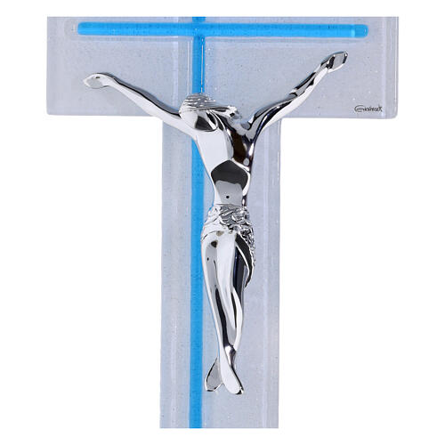 Croce vetro bicolore corpo moderno argentato 34x16 cm 2