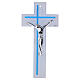 Croce vetro bicolore corpo moderno argentato 34x16 cm s1