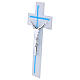 Croce vetro bicolore corpo moderno argentato 34x16 cm s3