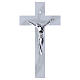White glass cross with silver glitter wave and modern silver body, 13x7 in s1
