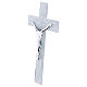 Croce in vetro bianco onda glitter argento corpo moderno argentato 34x18 cm s3