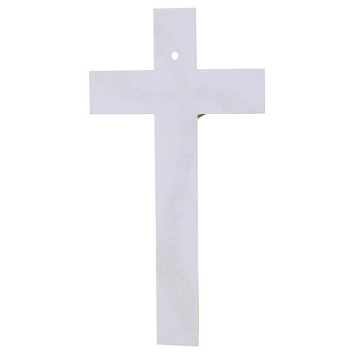 White glass cross with gold glitter wave, modern golden body, 13x7 in 4