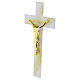 Croce in vetro bianco onda glitter oro corpo moderno dorato 34x18 cm s3