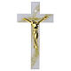 White Glass Cross with Gold Glitter Wave and Modern Gilded Body, 34x18 cm s1