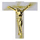 White Glass Cross with Gold Glitter Wave and Modern Gilded Body, 34x18 cm s2