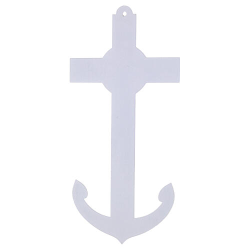 Double anchor-shaped glass crucifix with metal body, net pattern, 13x6 in 4