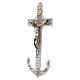 Double anchor-shaped glass crucifix with metal body, net pattern, 13x6 in s3