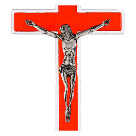 Croce ancora in vetro rosso corpo metallo 34x16 cm
