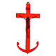 Cruz âncora em vidro vermelho corpo metal 34x16 cm s4