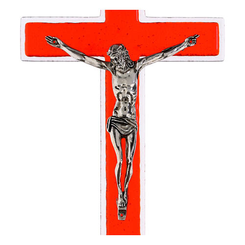 Red Glass Anchor Cross with Metal Body, 34x16 cm 2