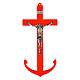 Red Glass Anchor Cross with Metal Body, 34x16 cm s1