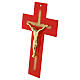 Cruz doble vidrio Rojo brillante y cuerpo dorado 34x20 cm s2