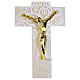 Cruz Árbol de la Vida vidrio blanco oro cuerpo dorado moderno 34x22 cm s2