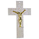 Croce Albero della Vita vetro bianco oro corpo dorato moderno 34x22 cm s1