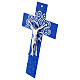 Cruz vidrio azul Árbol de la Vida cuerpo moderno plateado 26x22 cm s2