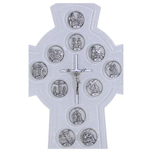 Croce Via Crucis vetro bianco 14 stazioni 34x19 cm 2