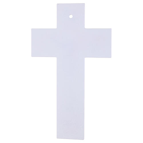 Crucifijo doble vidrio motivo floral 34x20 cm cuerpo moderno plateado 4