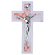 Crucifijo doble vidrio motivo floral 34x20 cm cuerpo moderno plateado s1
