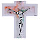 Crucifijo doble vidrio motivo floral 34x20 cm cuerpo moderno plateado s2