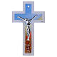 Double Murano glass cross with modern silver body, 13x8 in s1