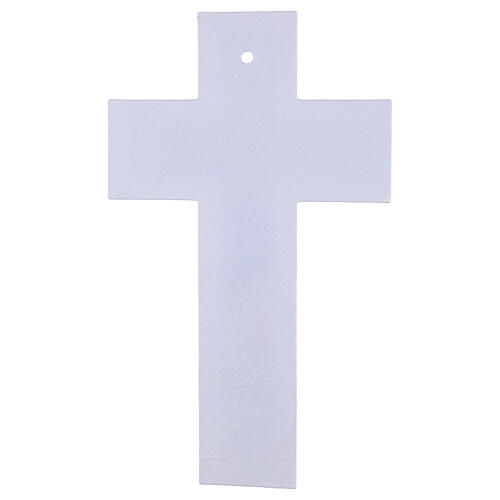 Cruz de vidro duplo de Murano 34x20 cm design moderno corpo prateado 3