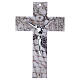 White Glass Wall Crucifix with Modern Silver Body Net Decoration, 34x21 cm s1
