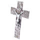 White Glass Wall Crucifix with Modern Silver Body Net Decoration, 34x21 cm s2