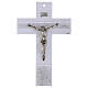 Crucifijo de vidrio blanco cuerpo metal con filamentos de platino 34x22 cm s1
