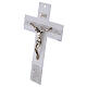 Crucifixo em vidro branco com corpo de metal e fios de platina 34x22 cm s2