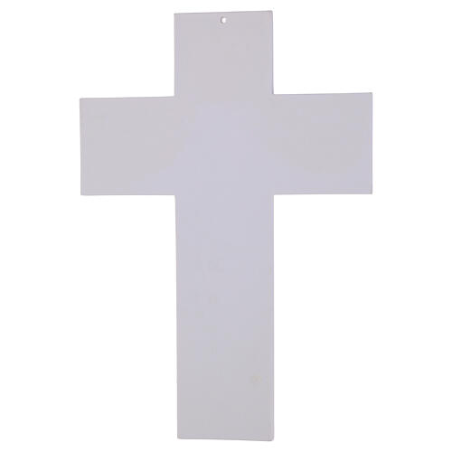Croce bianca con decoro greco 32x22 cm corpo bianco moderno 3